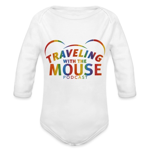 TravelingWithTheMouse logo transparent Rainbow Cr - Organic Long Sleeve Baby Bodysuit