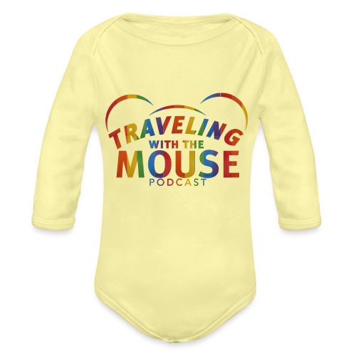 TravelingWithTheMouse logo transparent Rainbow Cr - Organic Long Sleeve Baby Bodysuit