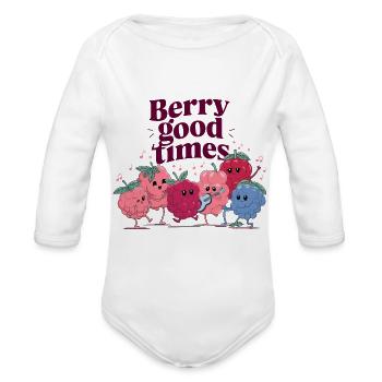 Berry Good Times Berries Red Fruits - Organic Long Sleeve Baby Bodysuit - white - Front
