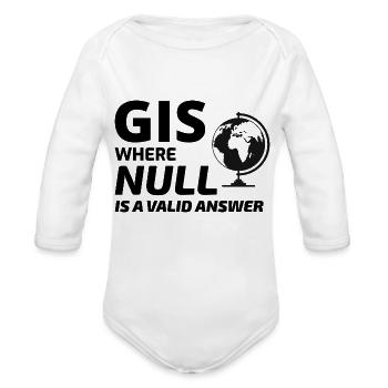 Geospatial Null Value Cartography GIS Humor - Organic Long Sleeve Baby Bodysuit - white - Front