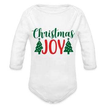 Christmas Joy - Organic Long Sleeve Baby Bodysuit - white - Front