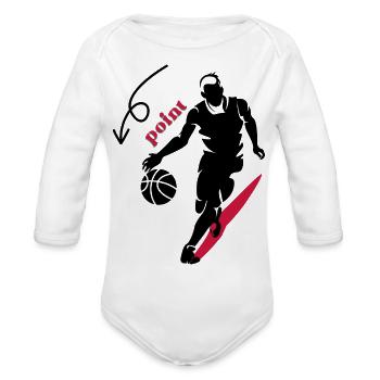 Basketball point - Organic Long Sleeve Baby Bodysuit - white - Front