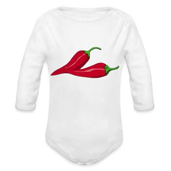 paprika chilli chili pepper citrus veggie gemuese - Organic Long Sleeve Baby Bodysuit - white - Front