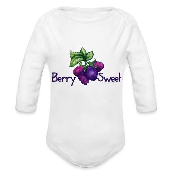 Berry Sweet - Organic Long Sleeve Baby Bodysuit - white - Front