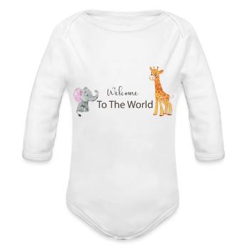 baby, new baby - Organic Long Sleeve Baby Bodysuit - white - Front