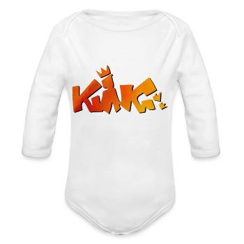 king - Organic Long Sleeve Baby Bodysuit - white - Front