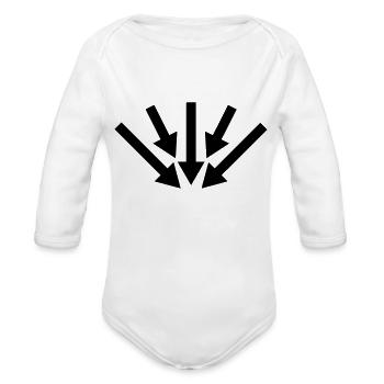 arrow down - Organic Long Sleeve Baby Bodysuit - white - Front