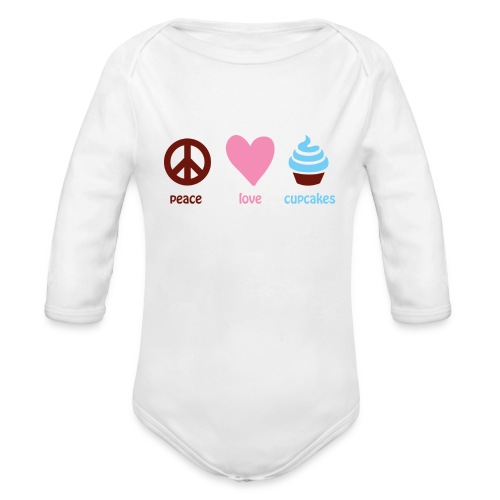 peacelovecupcakes pixel - Organic Long Sleeve Baby Bodysuit