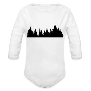 arbres forêt de conifères forêt de conifères forêt silhoue - Cache-couche à manches longues bio - blanc - Devant