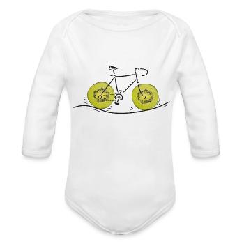 Fruity Bicycle Kiwi Lover Mtb Biker - Organic Long Sleeve Baby Bodysuit - white - Front