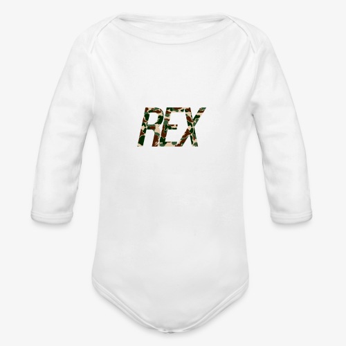 Rex Logo (CAMO) - Organic Long Sleeve Baby Bodysuit