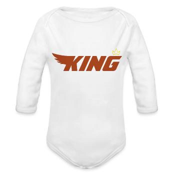 King - Organic Long Sleeve Baby Bodysuit - white - Front