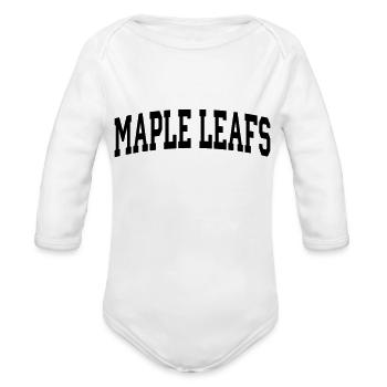 Maple Leafs-block - Organic Long Sleeve Baby Bodysuit - white - Front