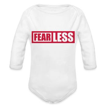 fearless text quote - Organic Long Sleeve Baby Bodysuit - white - Front
