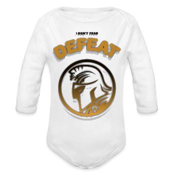 I Don't Fear Defeat Warrior Helmet - Organic Long Sleeve Baby Bodysuit - white - Front
