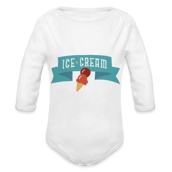ice cream - Organic Long Sleeve Baby Bodysuit - white - Front