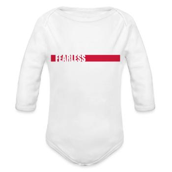 fearless text quote - Organic Long Sleeve Baby Bodysuit - white - Front