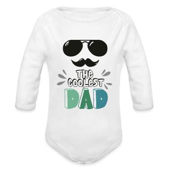 cool dad - Organic Long Sleeve Baby Bodysuit - white - Front