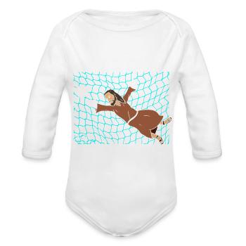 Jesus Saves I Football Goalkeeper - Organic Long Sleeve Baby Bodysuit - white - Front