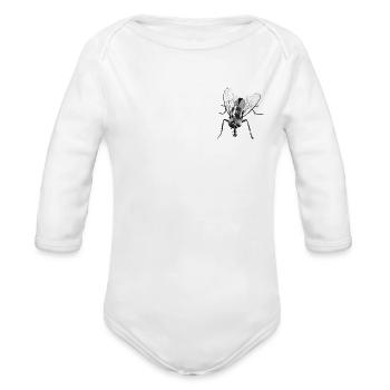 Black fly insect - Organic Long Sleeve Baby Bodysuit - white - Front