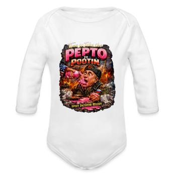 Pepto to Pootin Satire Tee - Organic Long Sleeve Baby Bodysuit - white - Front