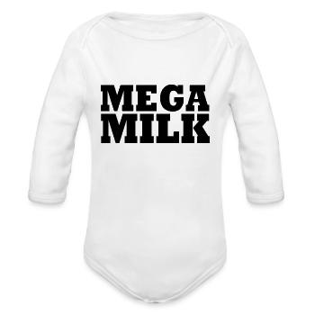 Mega milk - Organic Long Sleeve Baby Bodysuit - white - Front