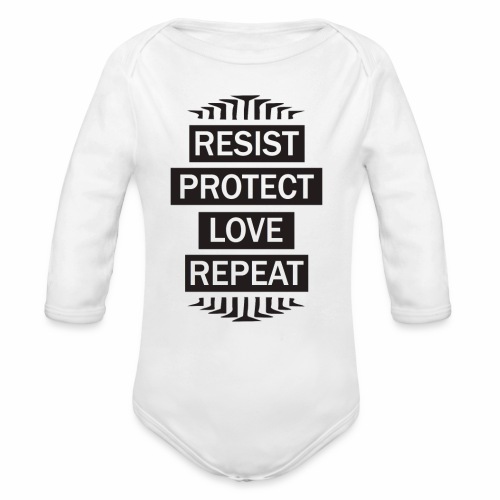 resist repeat - Organic Long Sleeve Baby Bodysuit