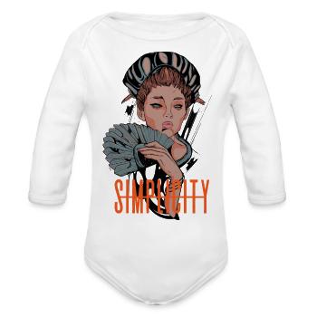 "Simplicity" - Organic Long Sleeve Baby Bodysuit - white - Front