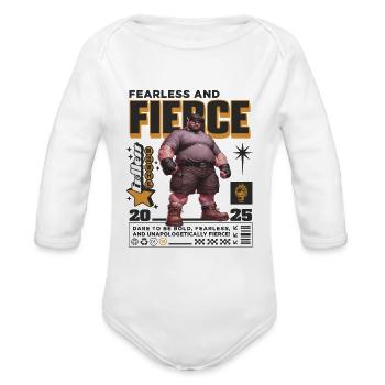 Fearless and Fierce. - Organic Long Sleeve Baby Bodysuit - white - Front