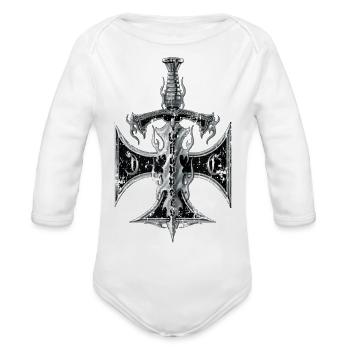Choppers Dagger Iron Cross Cool Vintage Biker - Organic Long Sleeve Baby Bodysuit - white - Front