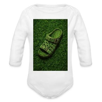 Eco Grass Sandal Design - Organic Long Sleeve Baby Bodysuit - white - Front
