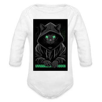 Dark Hacker Cat Streetwear Archlinux Kali Linux - Organic Long Sleeve Baby Bodysuit - white - Front