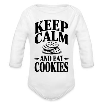 Keep Calm And Eat Cookies - Organic Long Sleeve Baby Bodysuit - white - Front