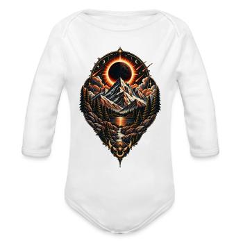 Eclipse Over Alpine Peaks - Organic Long Sleeve Baby Bodysuit - white - Front