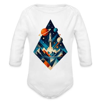 Cosmic Mountain Adventure - Organic Long Sleeve Baby Bodysuit - white - Front