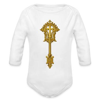 Lalibela Cross by Marlaq Fashion - Organic Long Sleeve Baby Bodysuit - white - Front
