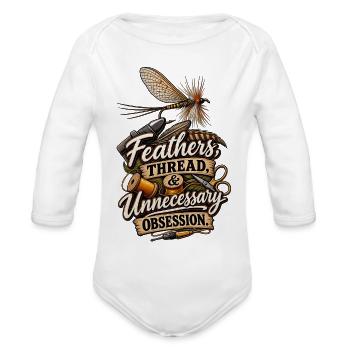 Feathers Thread Unnecessary Obsession Fly Tying - Organic Long Sleeve Baby Bodysuit - white - Front