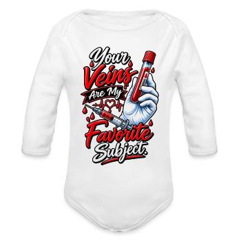Phlebotomist Medical Humor Tee - Organic Long Sleeve Baby Bodysuit - white - Front