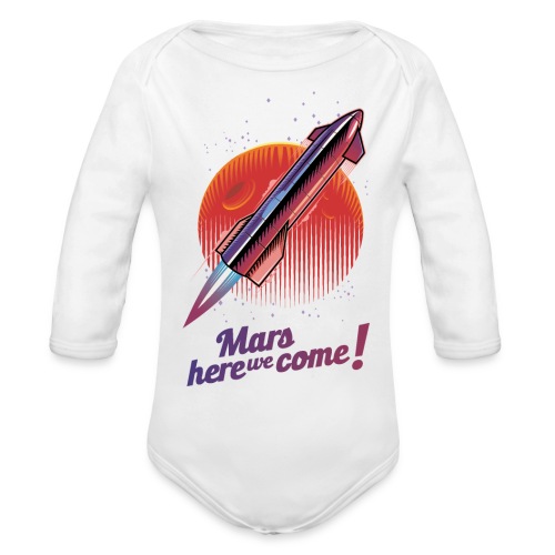 Mars Here We Come - Light - Organic Long Sleeve Baby Bodysuit