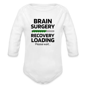 Récupération de chirurgie du cerveau | Survivant de chirurgie du cerveau - Cache-couche à manches longues bio - blanc - Devant