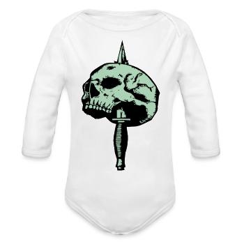 Commando Dagger Skull - Organic Long Sleeve Baby Bodysuit - white - Front
