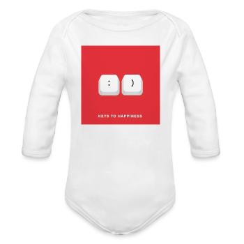 Keys to Happiness - Organic Long Sleeve Baby Bodysuit - white - Front