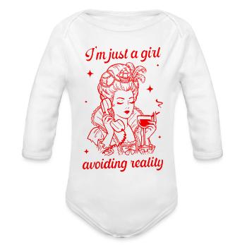 Marie Antoinette Avoiding Reality - Organic Long Sleeve Baby Bodysuit - white - Front