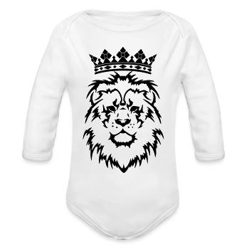 The King - Organic Long Sleeve Baby Bodysuit - white - Front
