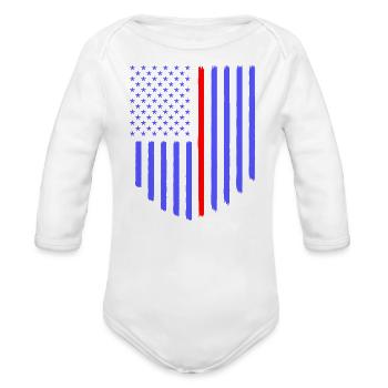 american stars and strips - Organic Long Sleeve Baby Bodysuit - white - Front
