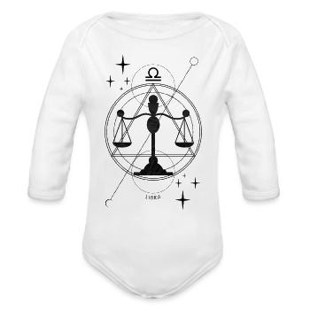 Zodiac, Libra, Astrology, Star sign, Stars - Organic Long Sleeve Baby Bodysuit - white - Front