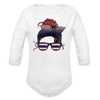 Thailand - Organic Long Sleeve Baby Bodysuit - white - Front