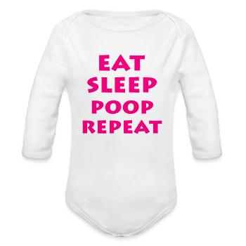 Poop - Organic Long Sleeve Baby Bodysuit - white - Front