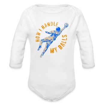 Funny Goalkeeper Quote - Organic Long Sleeve Baby Bodysuit - white - Front