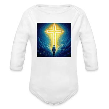 HEAVEN BOUND! - Organic Long Sleeve Baby Bodysuit - white - Front